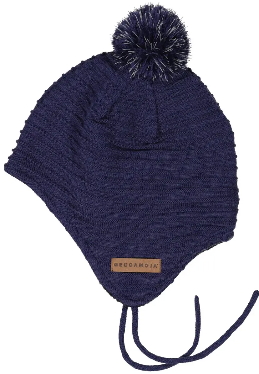 Geggamoja Stickad hjälmmössa Navy - 10m-2 år