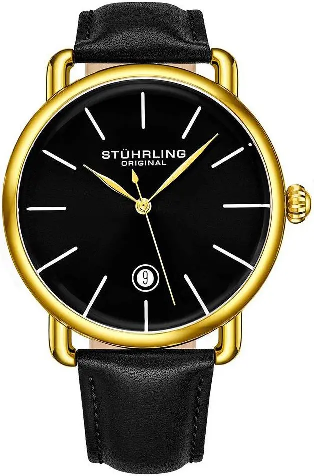 Stührling Original Stührling Original Herreklokke 3913.4 Symphony Sort/Lær Ø42 mm