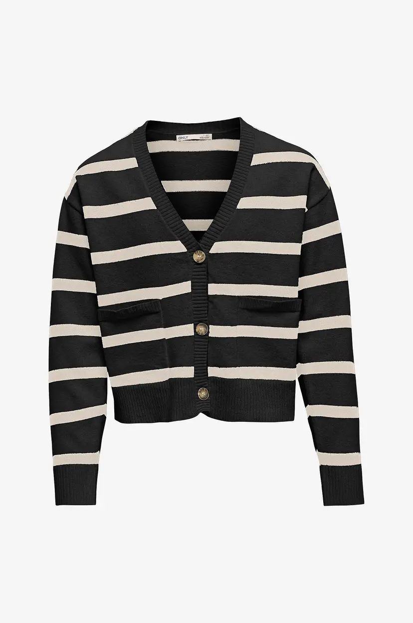 Kids Only Kardigan kogAma LS Stripe V-neck Cardigan KN - Svart