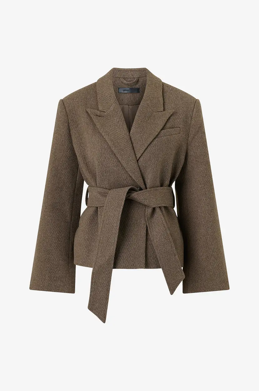 Gina Tricot Kåpe Herringbone Short Coat - Brun