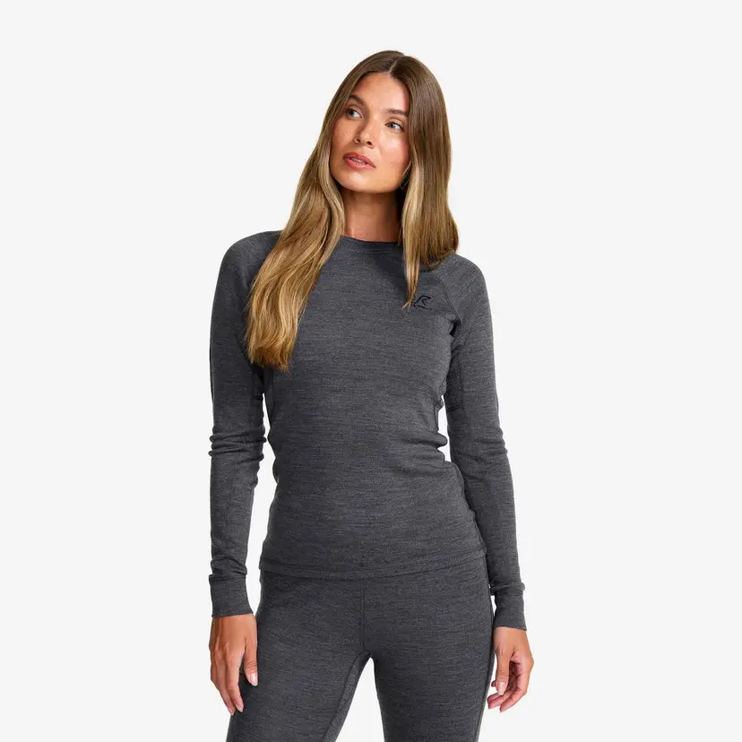 RevolutionRace Route Merino Warm Base Layer Top Dame Dark Grey Melange