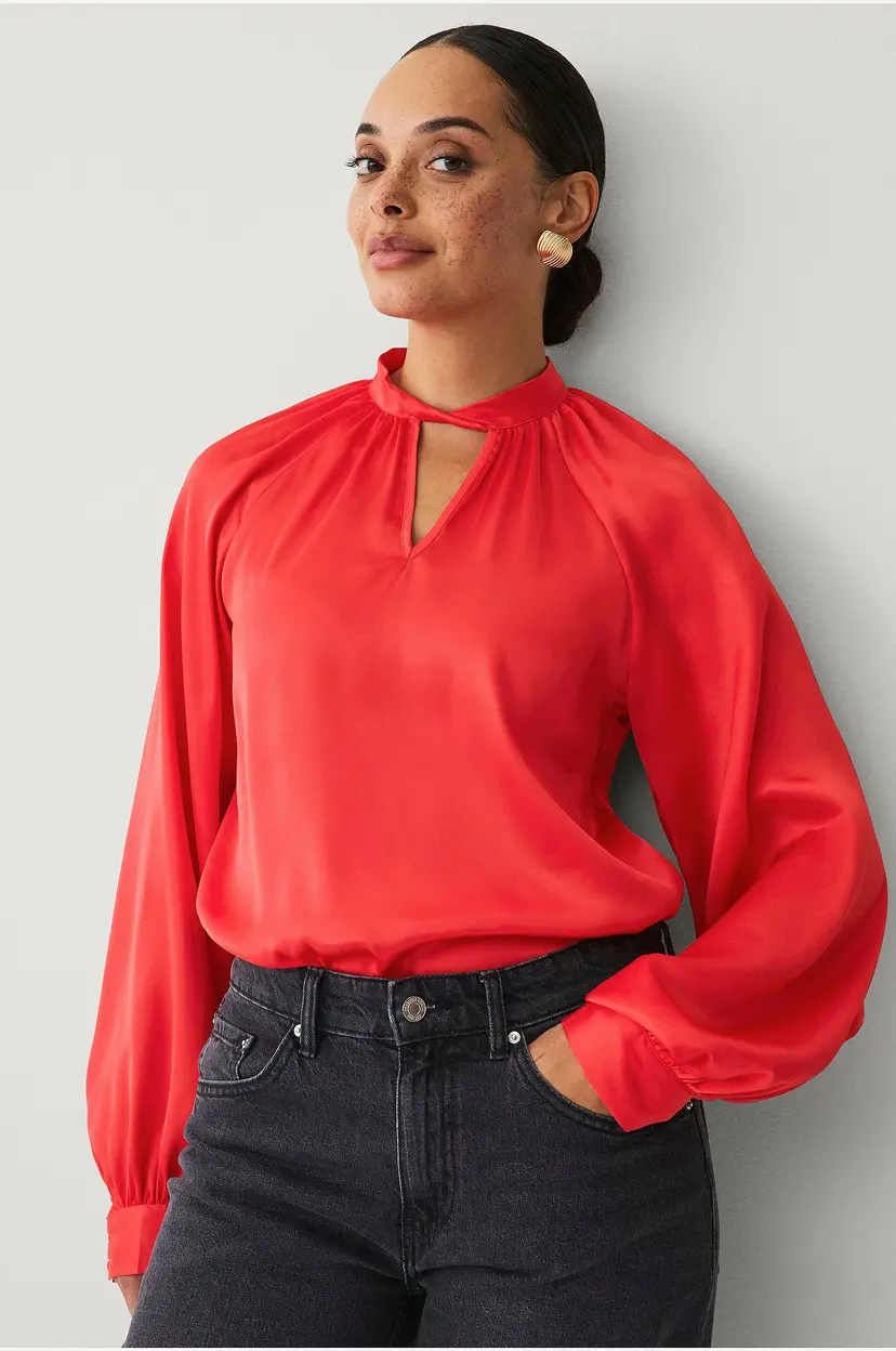 Ellos Collection Bluse i sateng - Rød