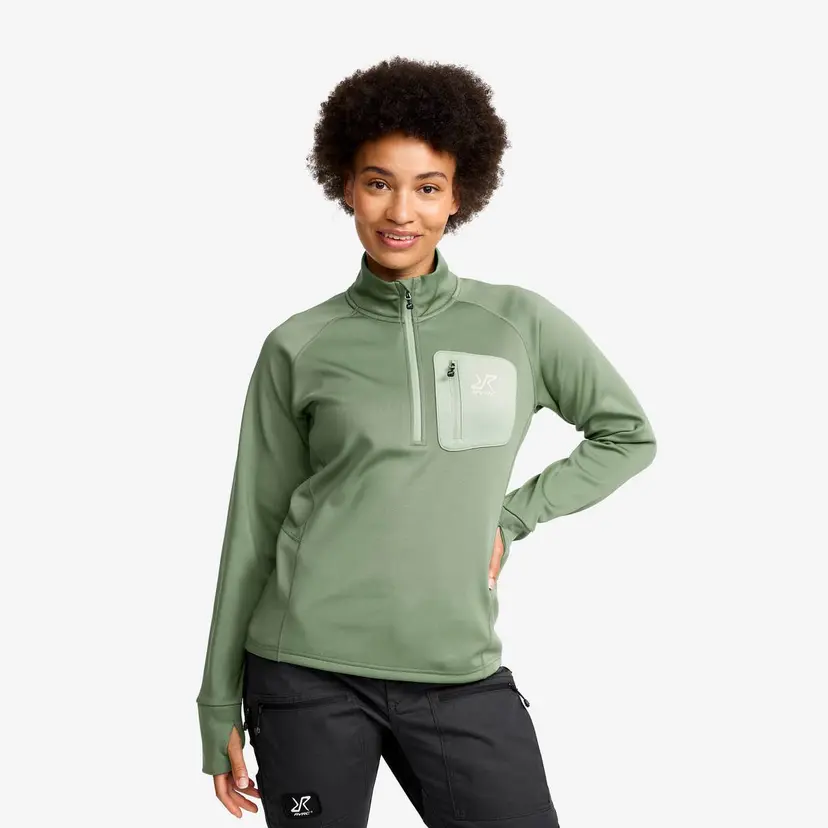 RevolutionRace Evolution Half-zip Stretch Fleece Dame Dusty Green