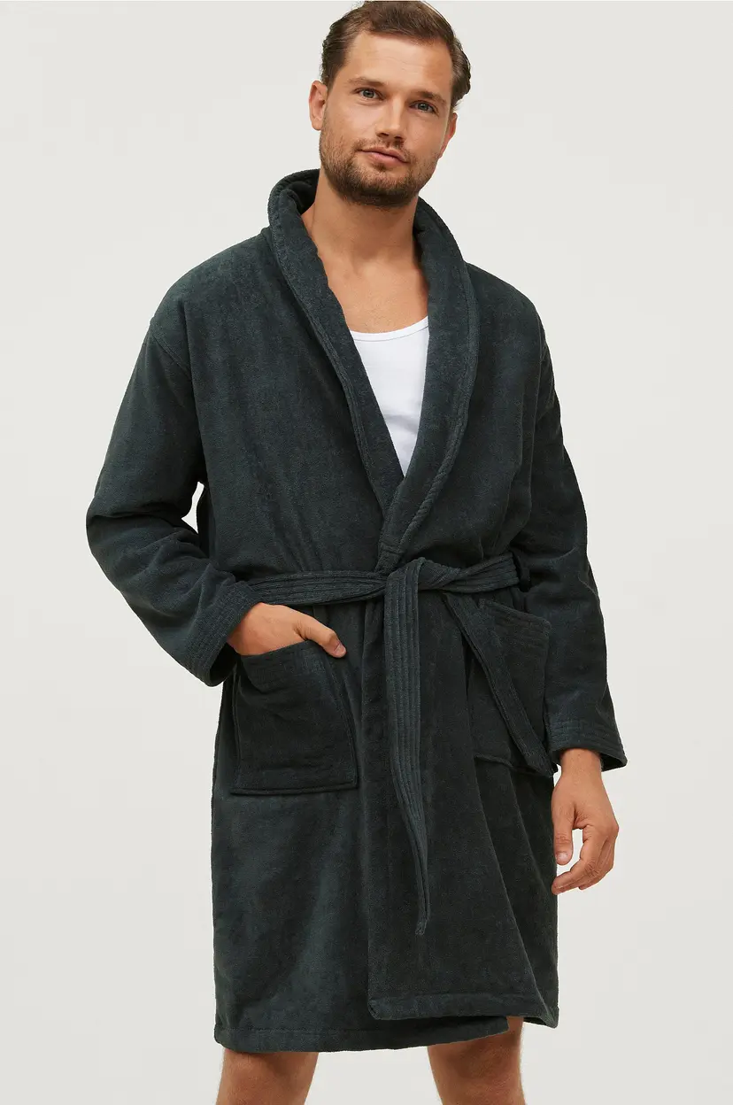 Ellos Collection Morgenkåpe Lewis Velour - Grå