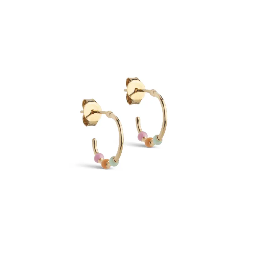 Enamel Enamel - Lola Small Rainbow Hoops i forgyldt messing - E495GB-Rainbow