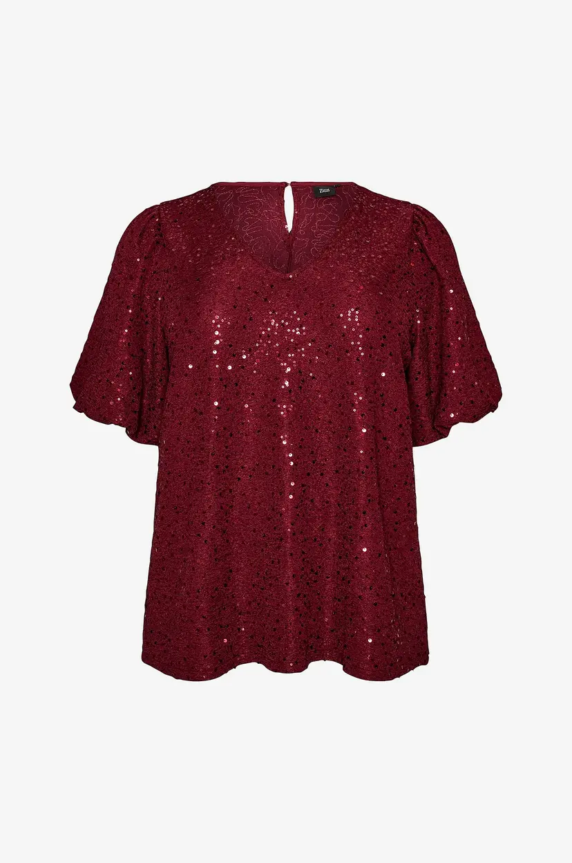 Zizzi Kortermet bluse Cazenia, 1/2, Blouse - Rød