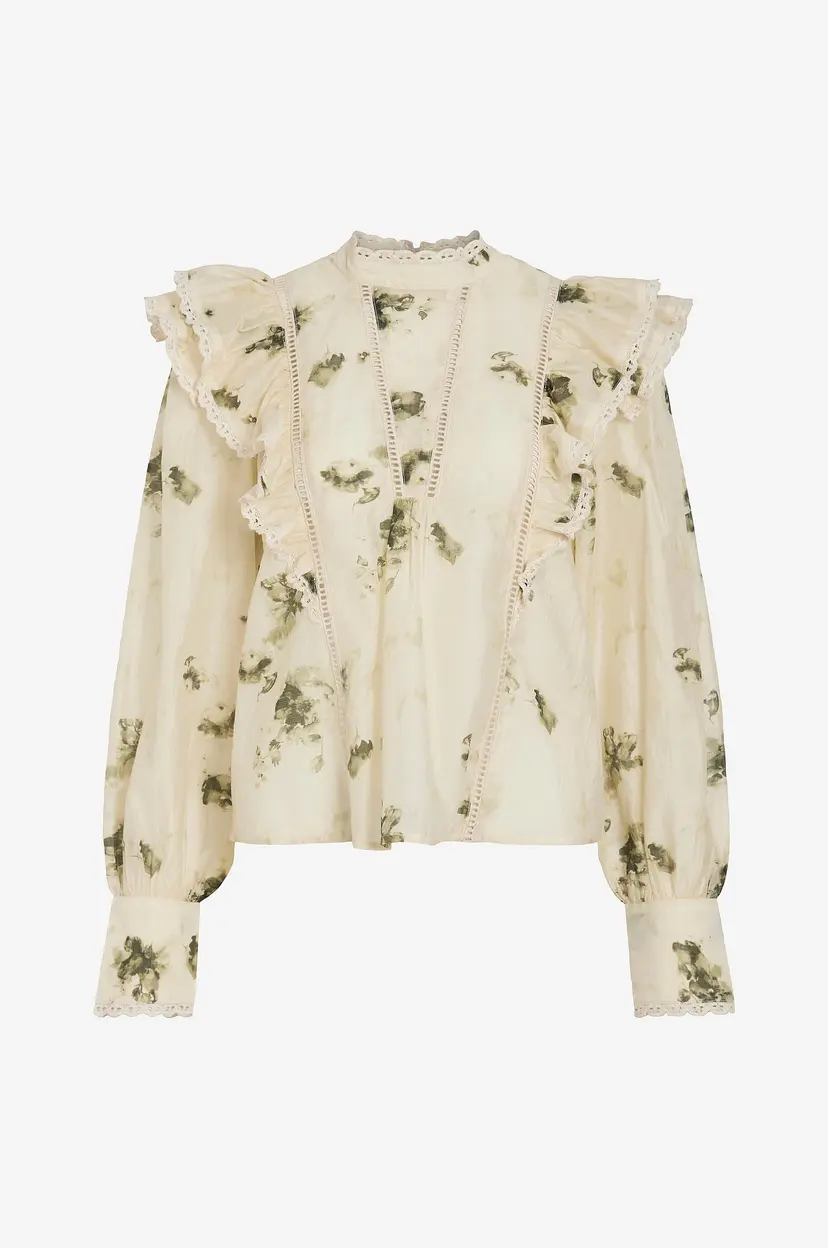 Vila Bluse viRemo L/S Frill Top - Beige