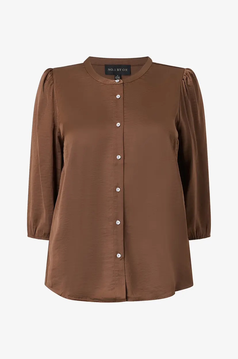 NO. 1 BY OX Skjorte Shirt w puff and 3/4 sleeves - Brun