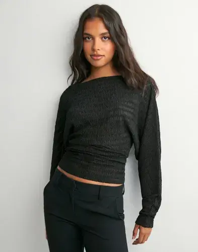 Nelly Nelly - Svart - Structure Sheer LS Top