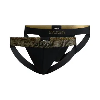 BOSS BOSS 2P Jock Strap Gift Svart/Gull bomull Medium Herre