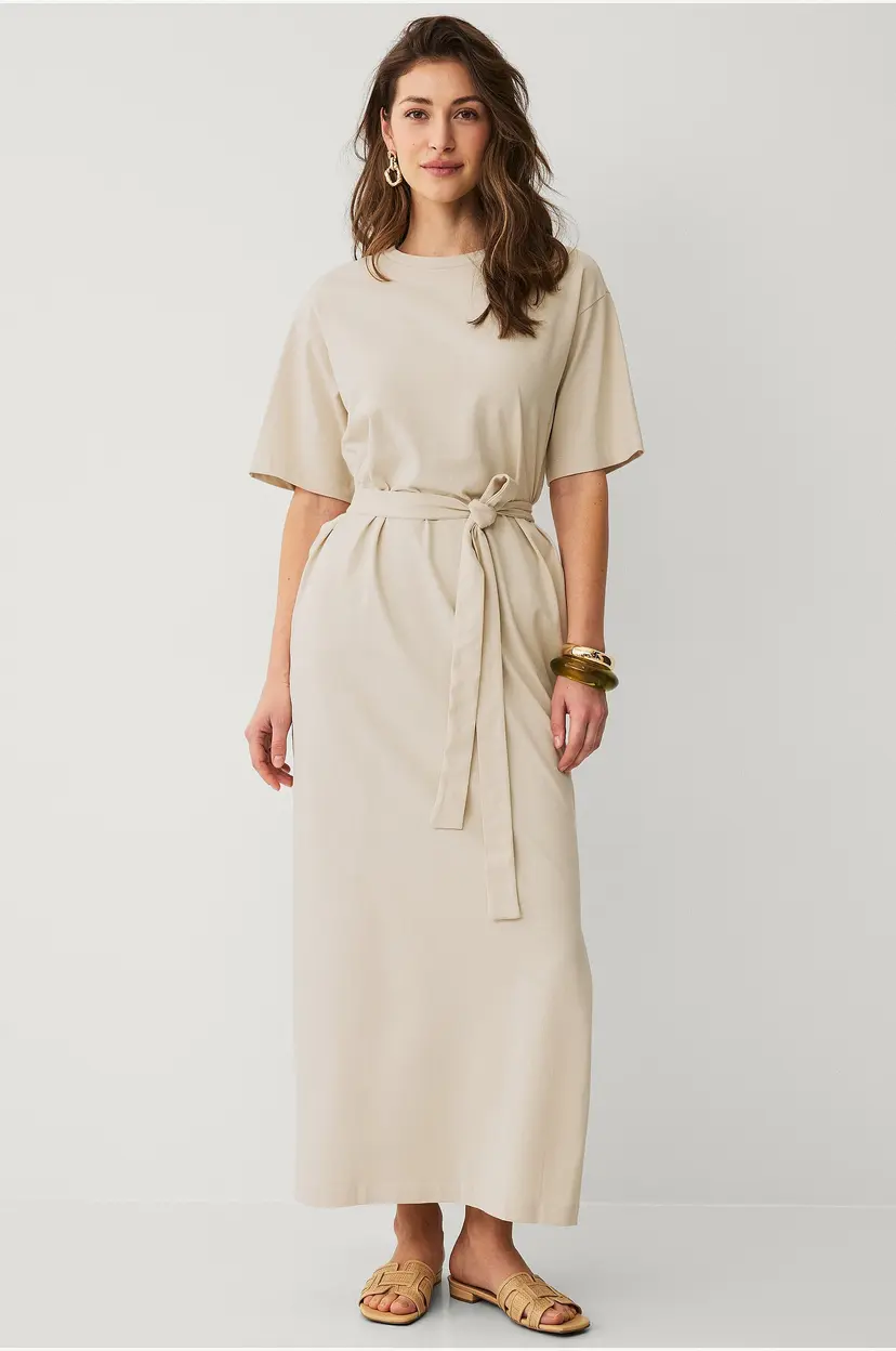 Selected Women Maxikjole slfEssential SS Pocket Ankle Dress - Beige