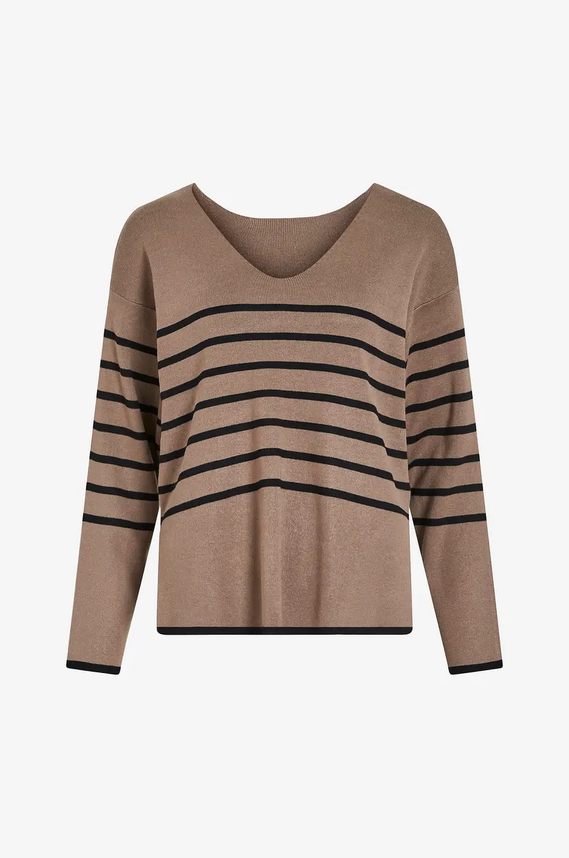 Vila Genser viOstria V-neck L/S Rev Top - Brun