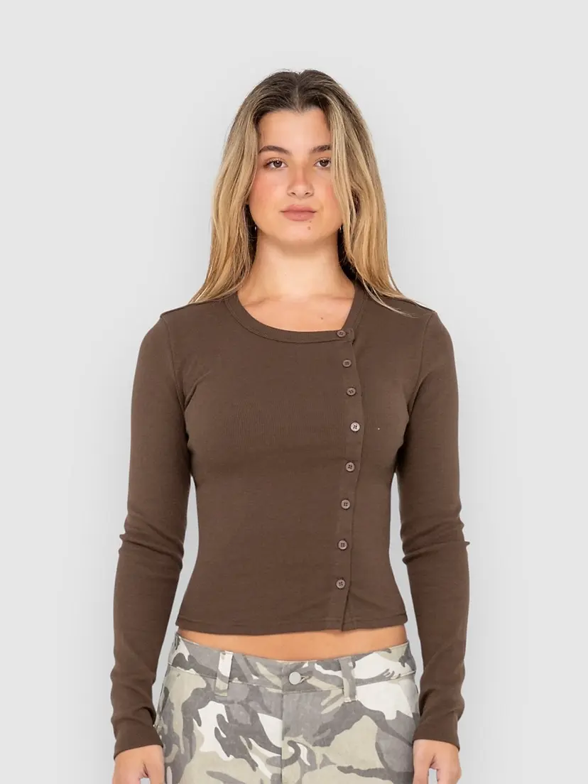 Rusty Rusty Button Up Langermet T-skjorte brun