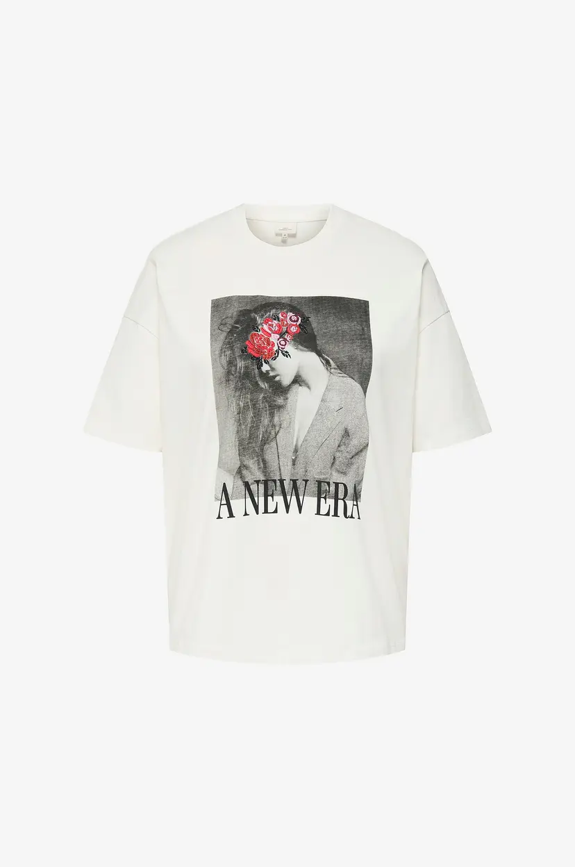 Only Carmakoma T-skjorte carWinova Life S/S O-neck Loose TE - Hvit