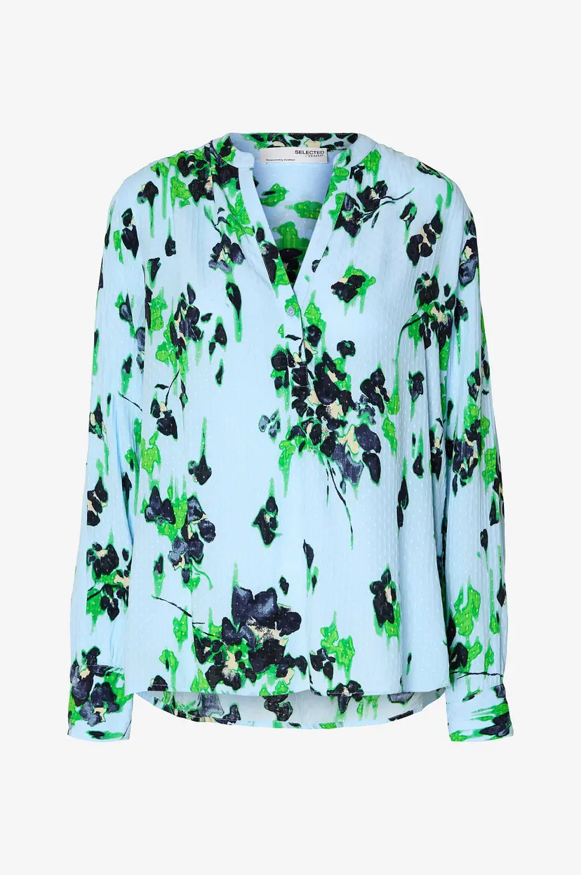 Selected Women Bluse slfIrene LS Aop Top - Blå