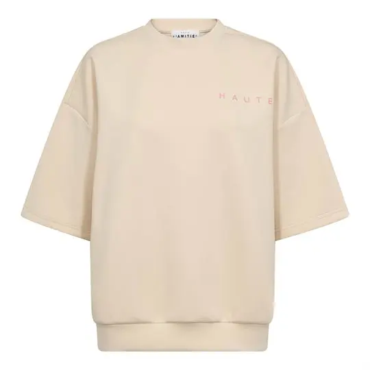 Haute L ' Amité Haute L ' Amitié - Maxi Split SS Logo Sweat - Pearl Pink
