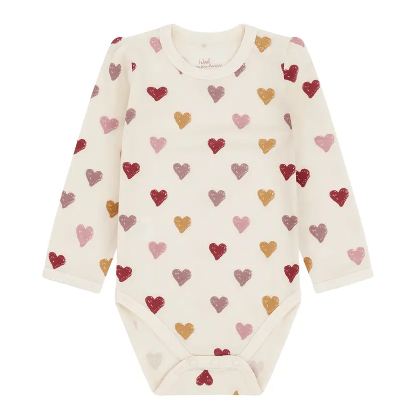 Hust and Claire Hust and Claire - Body Ull og Bambus Baloo Hearts Puff Off White