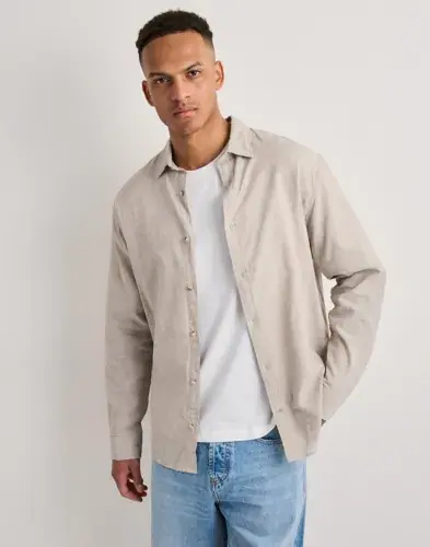 Jack & Jones Jack & Jones Jjesummer Linen Blend Shirt L/S Sn Linskjorter Beige