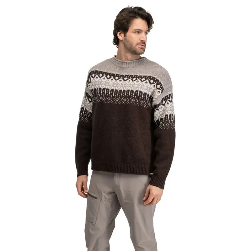 Bergans Bergans Steiro Knitted Wool Jumper Dark Chocolate/Rock Taupe/Creme