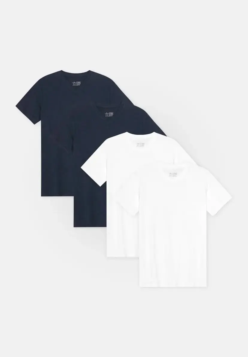 DANISH ENDURANCE DANISH ENDURANCE V NECK T-SHIRT, HVID | MØRK MARINEBLÅ, 2XL