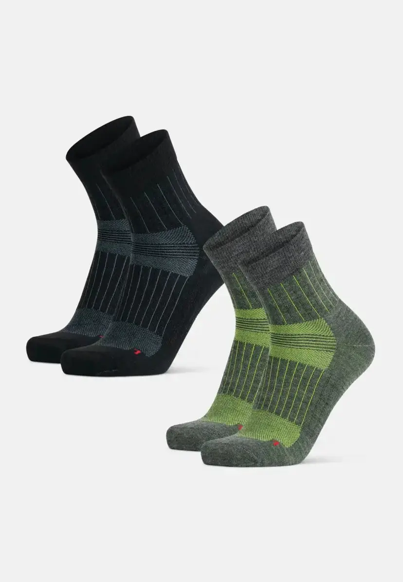 DANISH ENDURANCE MERINO RUNNING QUARTER STRØMPER fra DANISH ENDURANCE, Sort/Grå | Grå/Grøn, 43-47