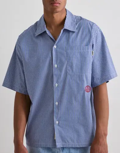 Woodbird Woodbird Wbwang Stripe Emb Shirt Kortermede skjorter Blå