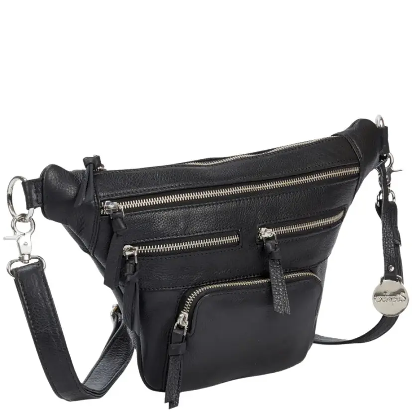 Octopus Denmark Style Nagasaki i smukt sort læder. Uimodståelig bumbag taske med mange rum & lommer