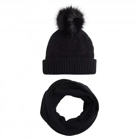 CASHMERE CULTURE Lue med dusk og halsvarmer i kasjmir – damesett, sort