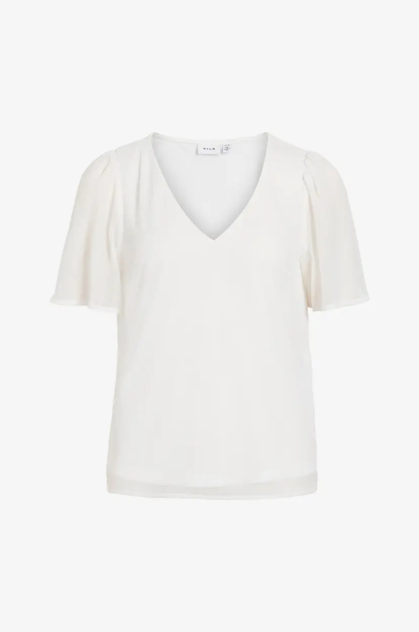 Vila Topp viFalia V-neck S/S Top - Hvit