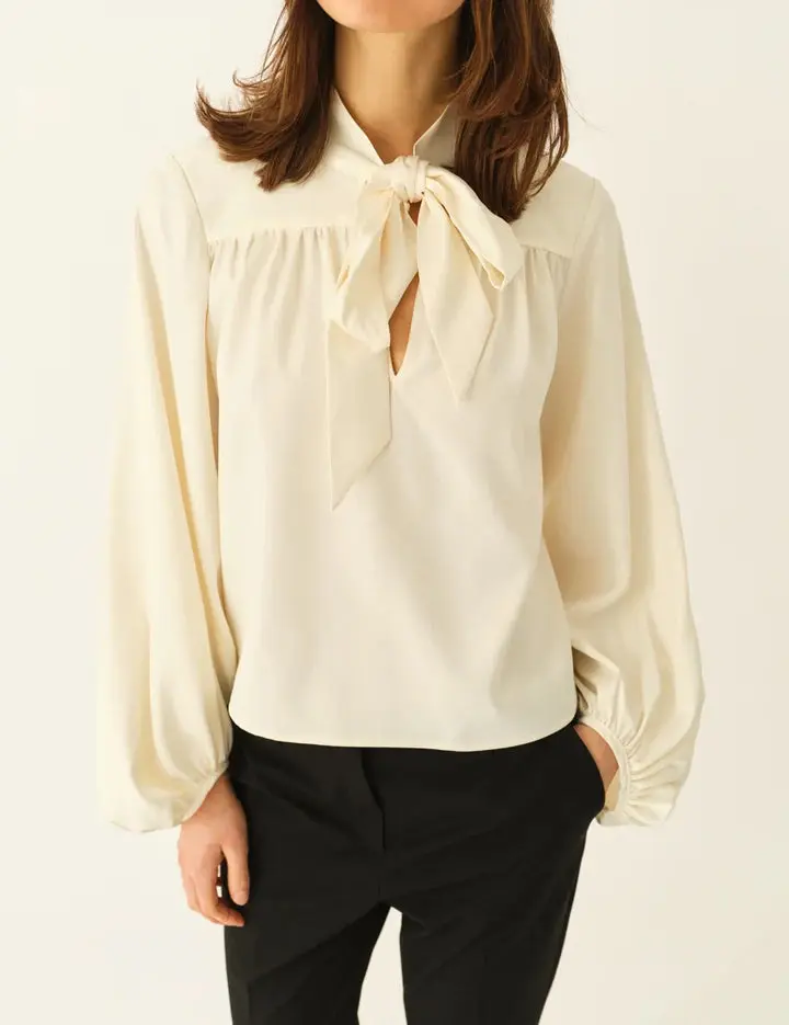 Designers Remix Stella Bow Blouse Cream - XS