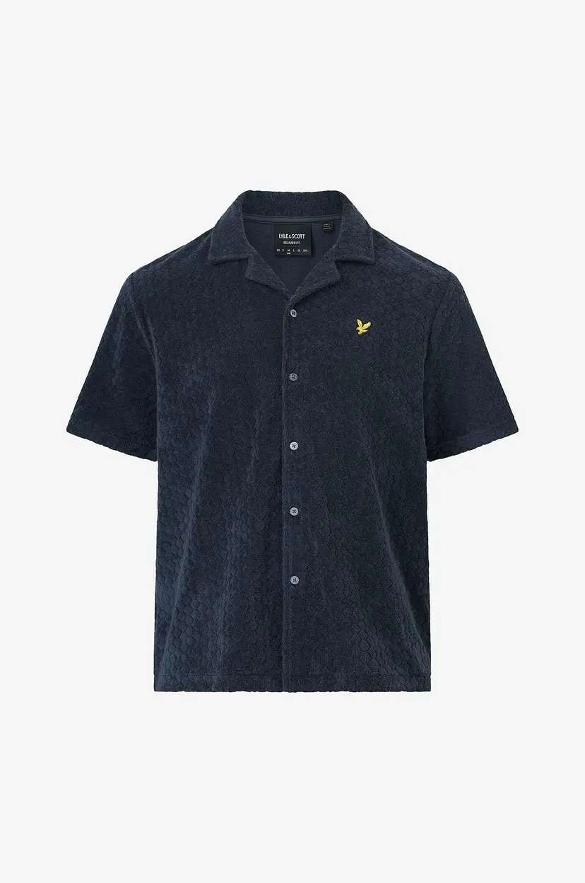 Lyle & Scott Skjorte Honeycomb Towelling Resort - Blå