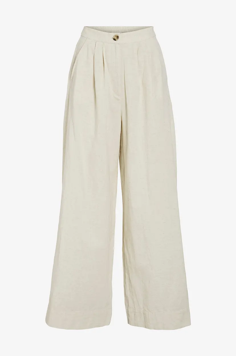 Vila Bukser vitni HW Wide Pants - Hvit