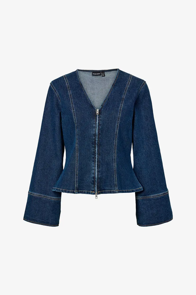 Pieces Denimskjorte pcFlora LS Denim Shirt - Blå