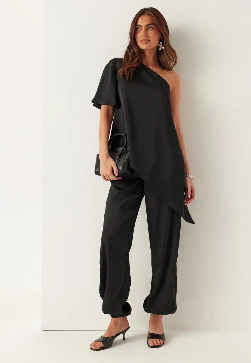 Bubbleroom Asymmetric Satin Blouse