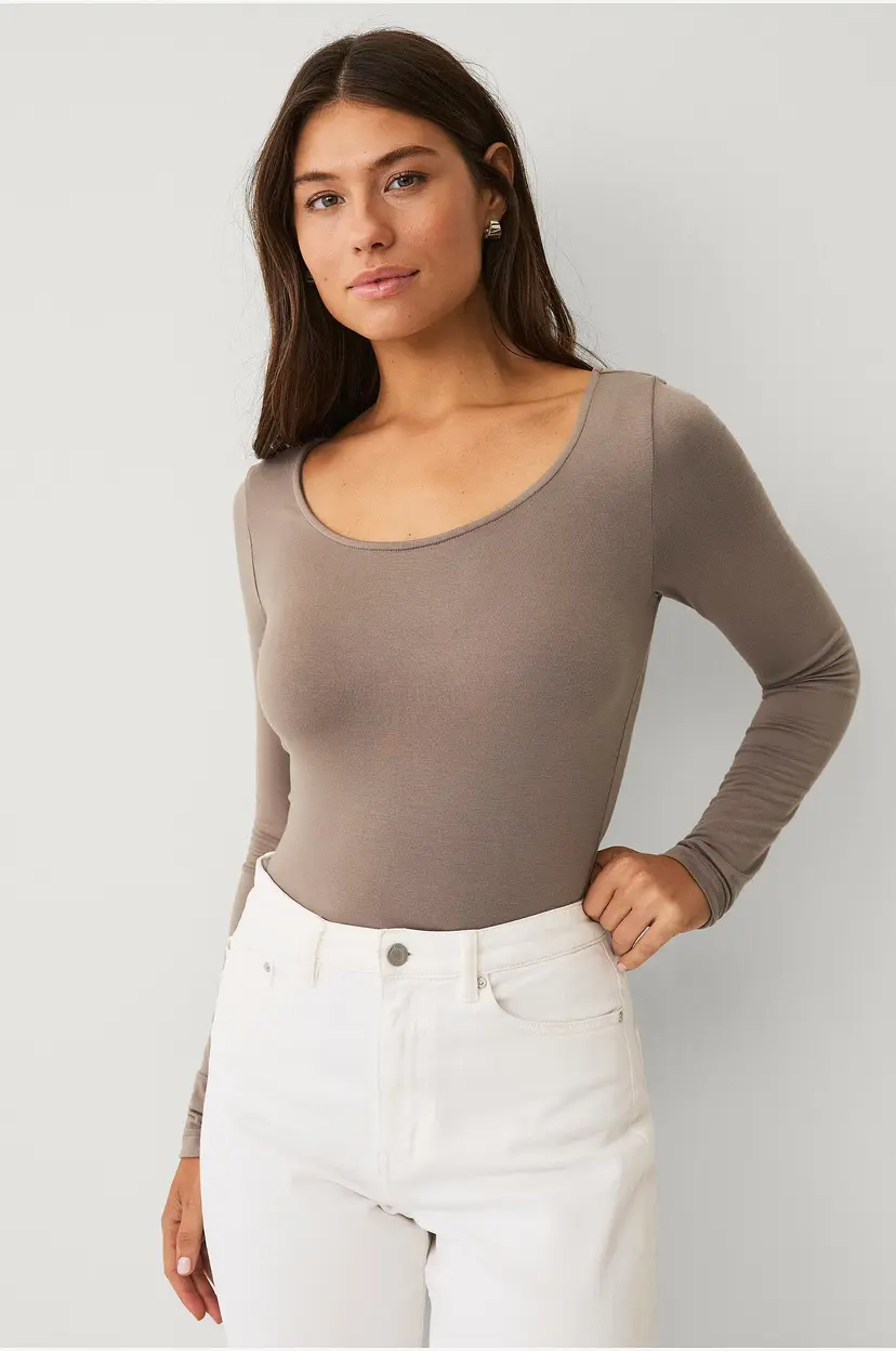 Ellos Collection Topp med rund hals - Beige