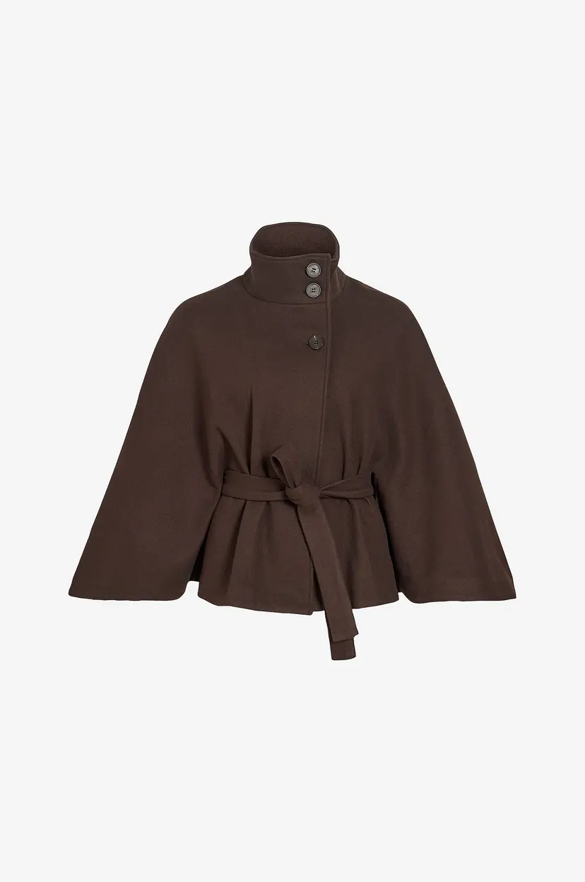 Vila Jakke Visolo Highneck Cape Jacket/Ka - Brun