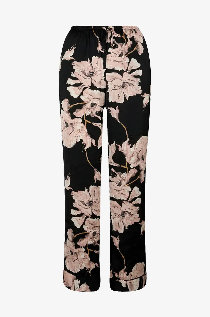 Hunkemöller Pyjamasunderdel Pant Satin Flower - Svart