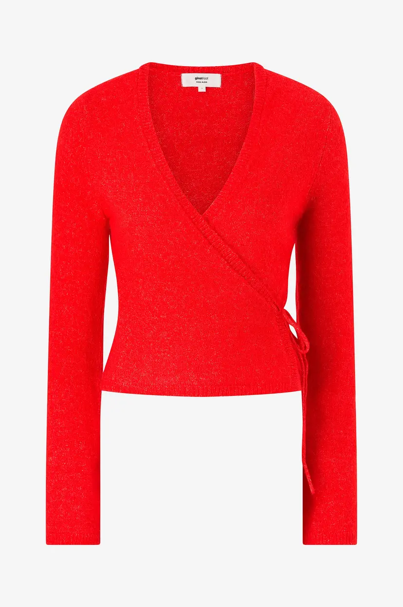 Gina Tricot Kardigan Knitted Wrap Cardigan - Rød