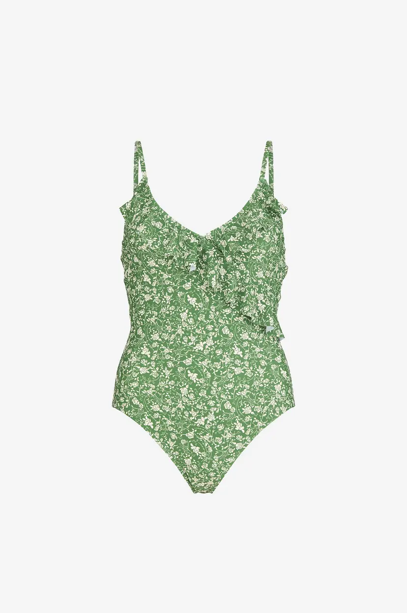 Becksöndergaard Badedrakt Fleurie Bly Frill Swimsuit - Grønn
