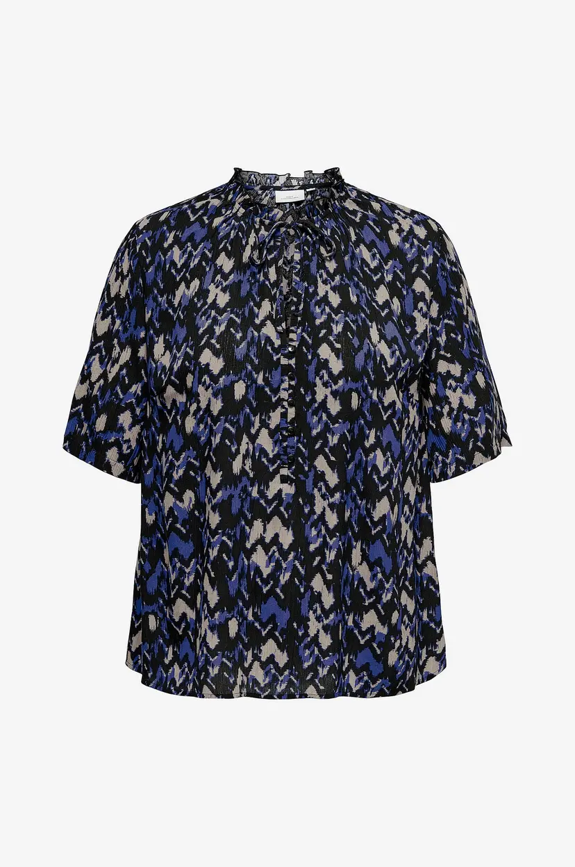 Only Carmakoma Bluse carYaya Life 2/4 V-neck Top - Blå
