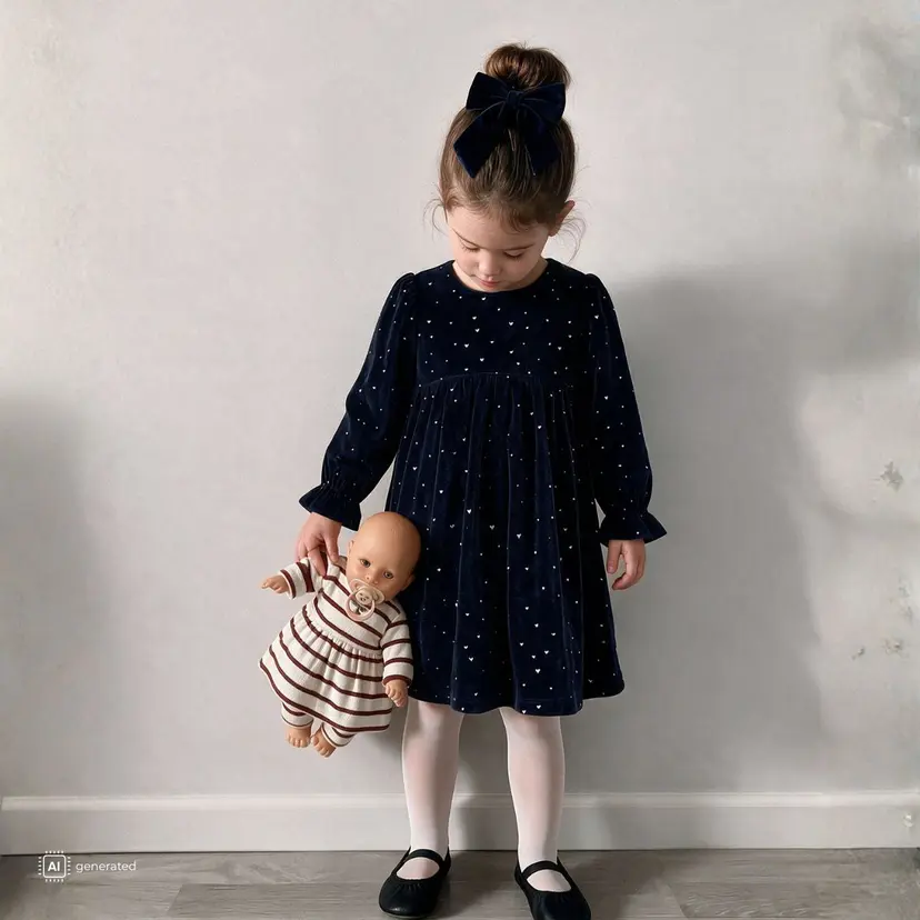Hust and Claire Hust and Claire - Julekjole Velour Donna Gold More Navy
