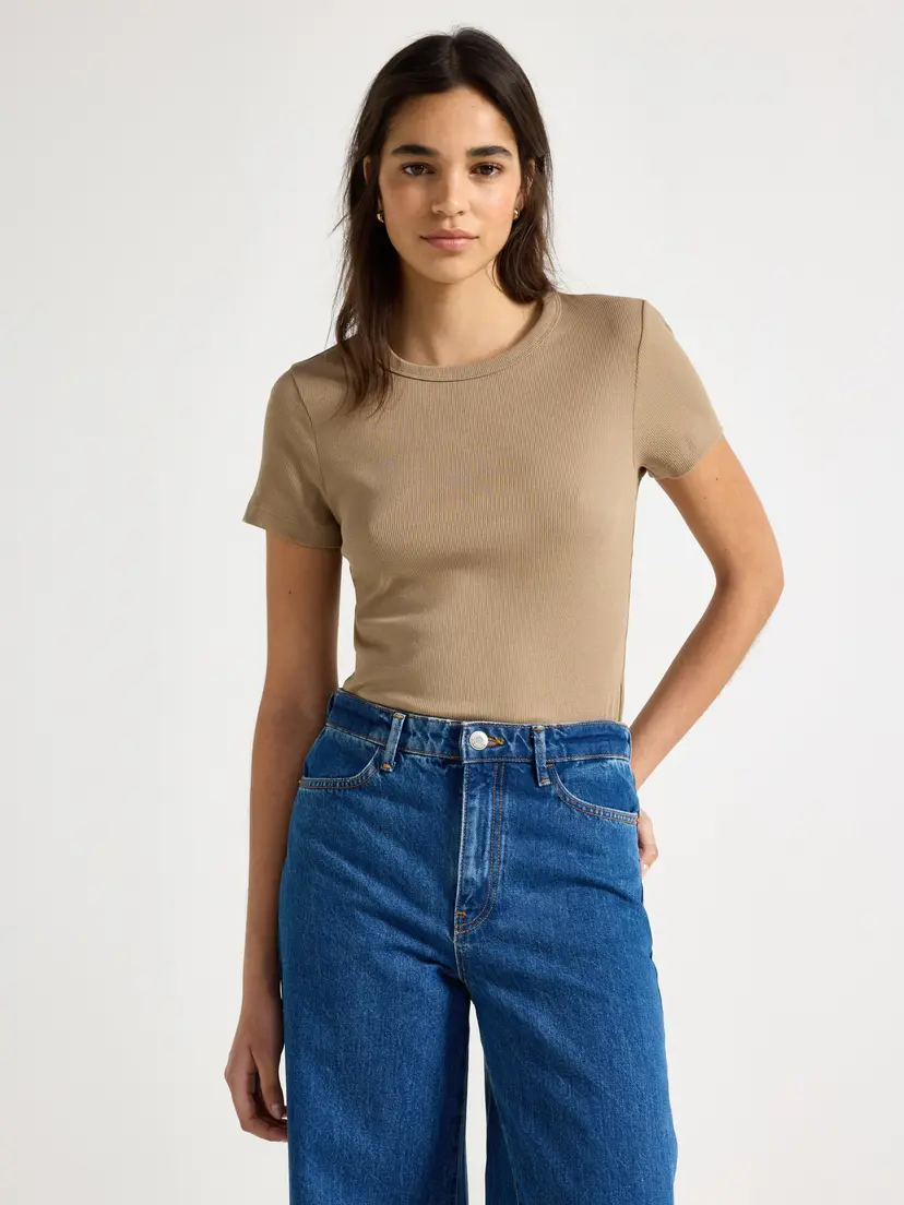 Lindex Kortermet ribbet topp