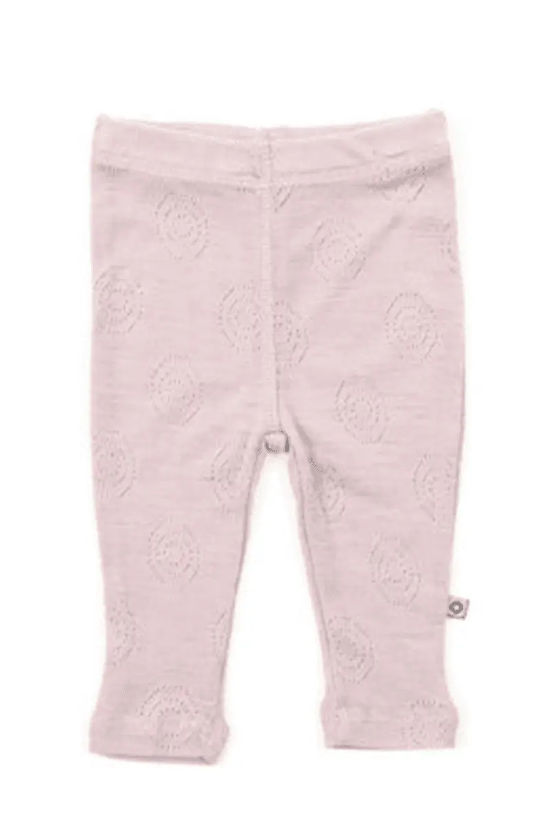 Babybanden Smallstuff Leggings prematur, merinoull, Powder jaquard