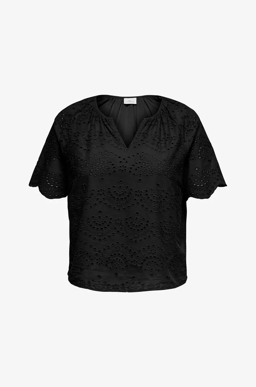 Only Carmakoma Bluse carKajsa SS V-neck Top Wvn - Svart