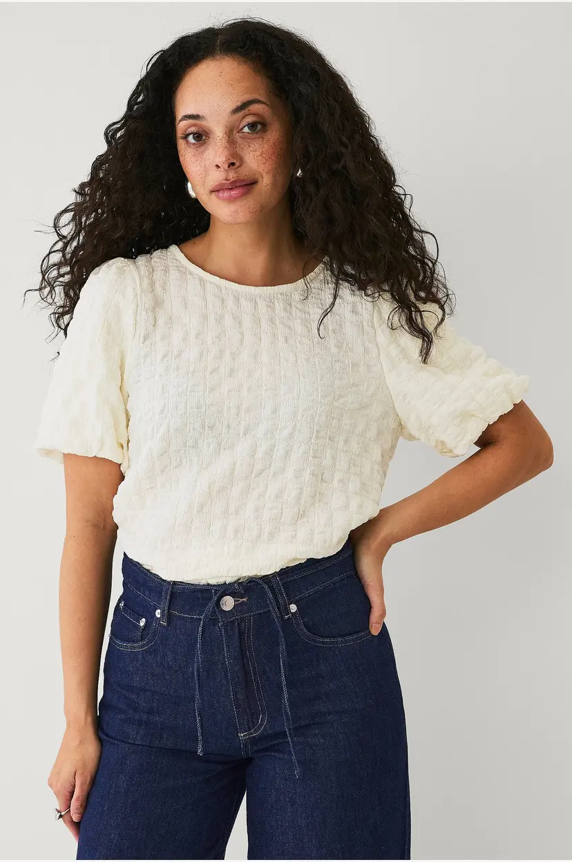 Ellos Collection Jerseybluse med ballongermer - Hvit