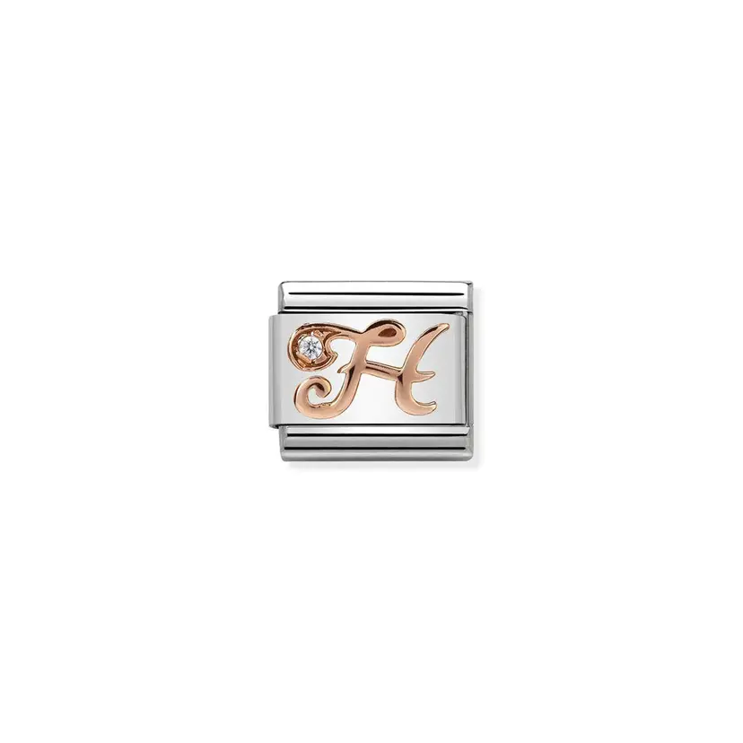Nomination Letter H w/ Cubic Zirconia Rose Gold