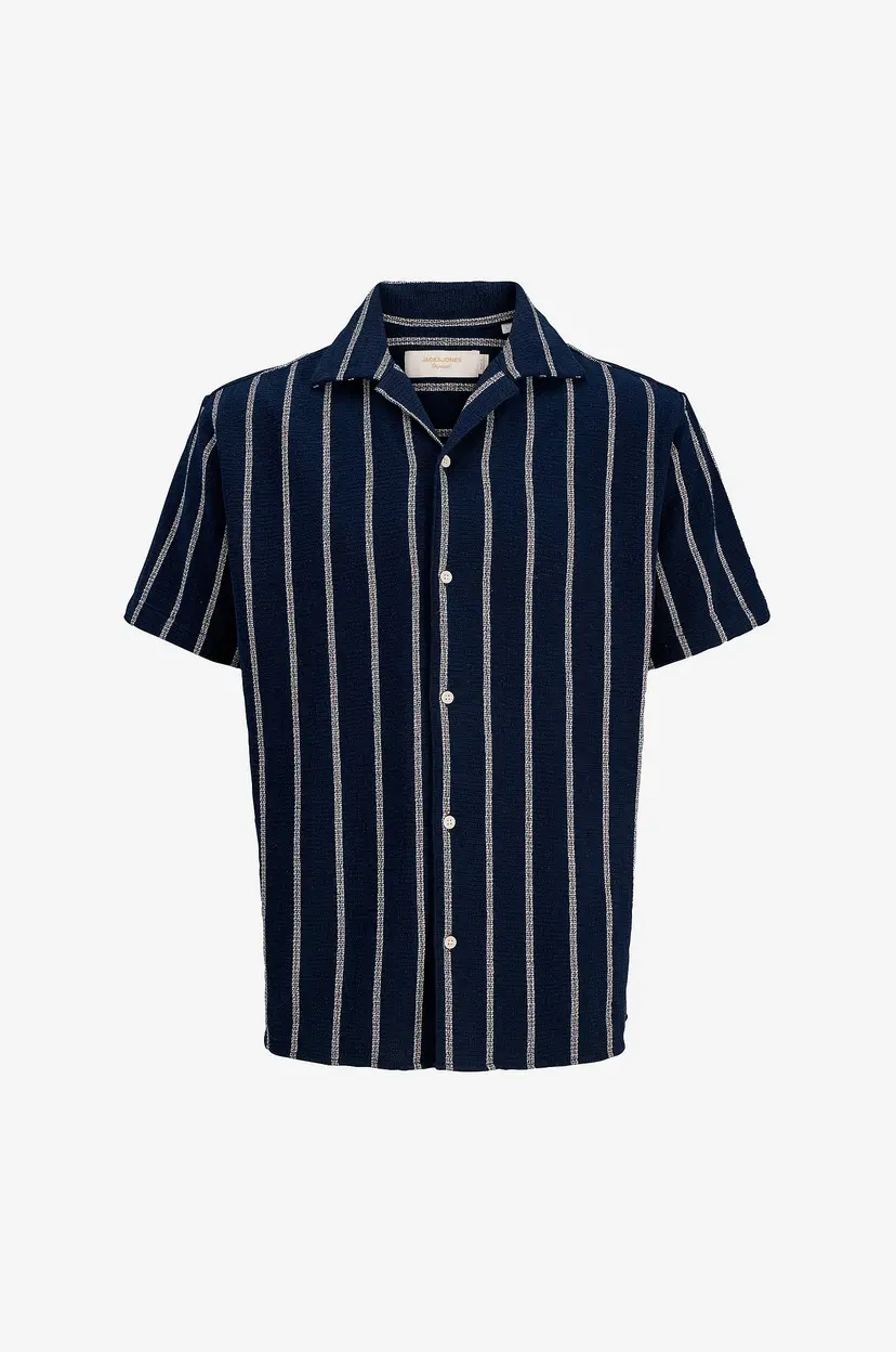 Jack & Jones Plus Skjorte jorCoba Stripe Resort Shirt SS SN - Blå