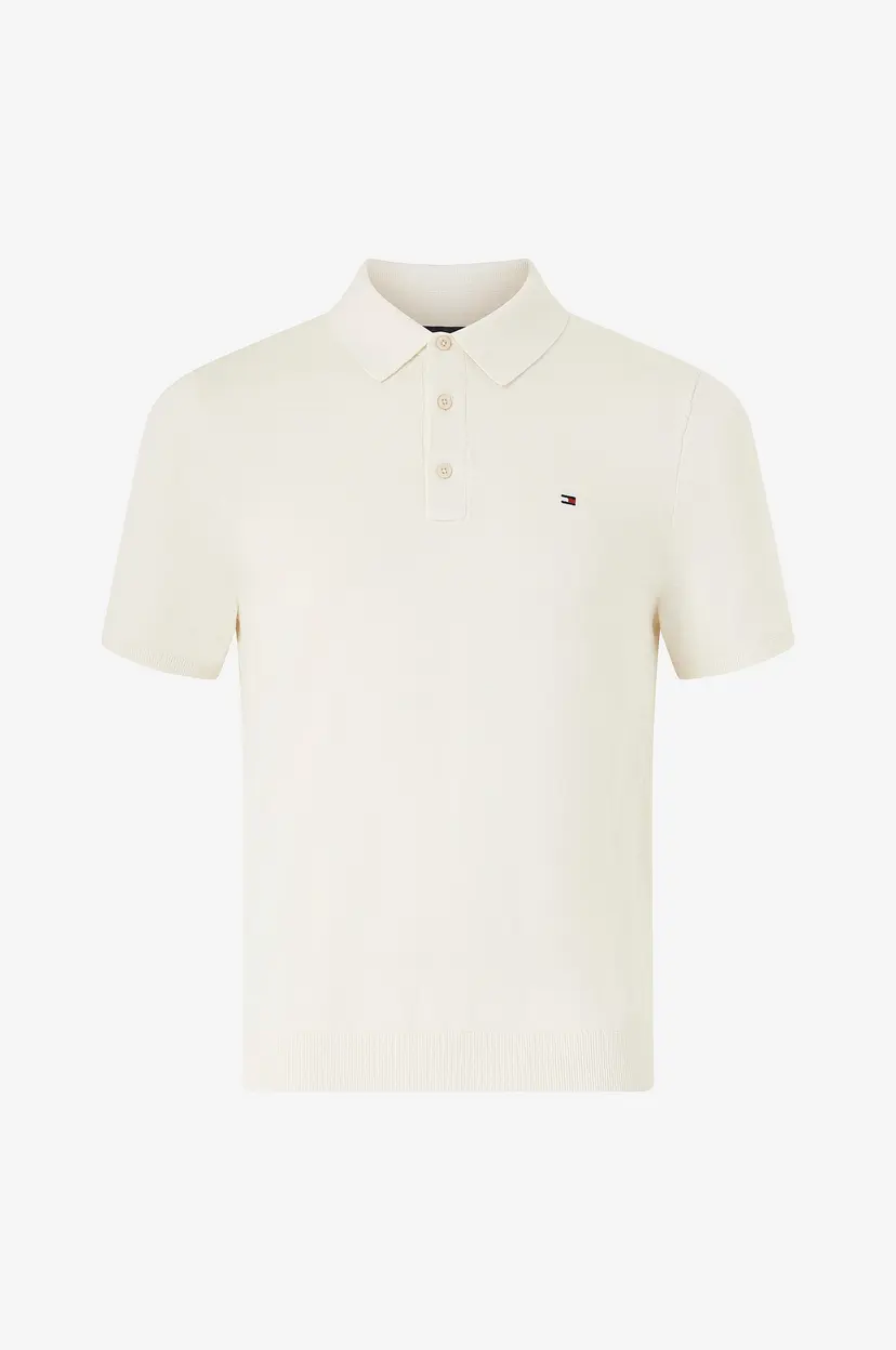 Tommy Hilfiger Genser Essential Cotton Knitted Polo - Hvit