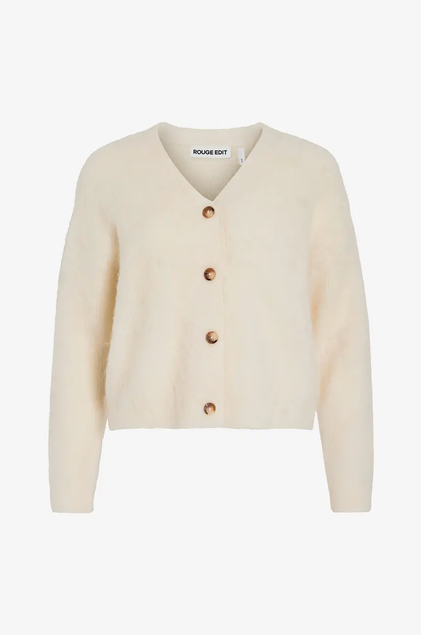 Rouge Edit Kardigan rouRose L/S v-neck - Hvit