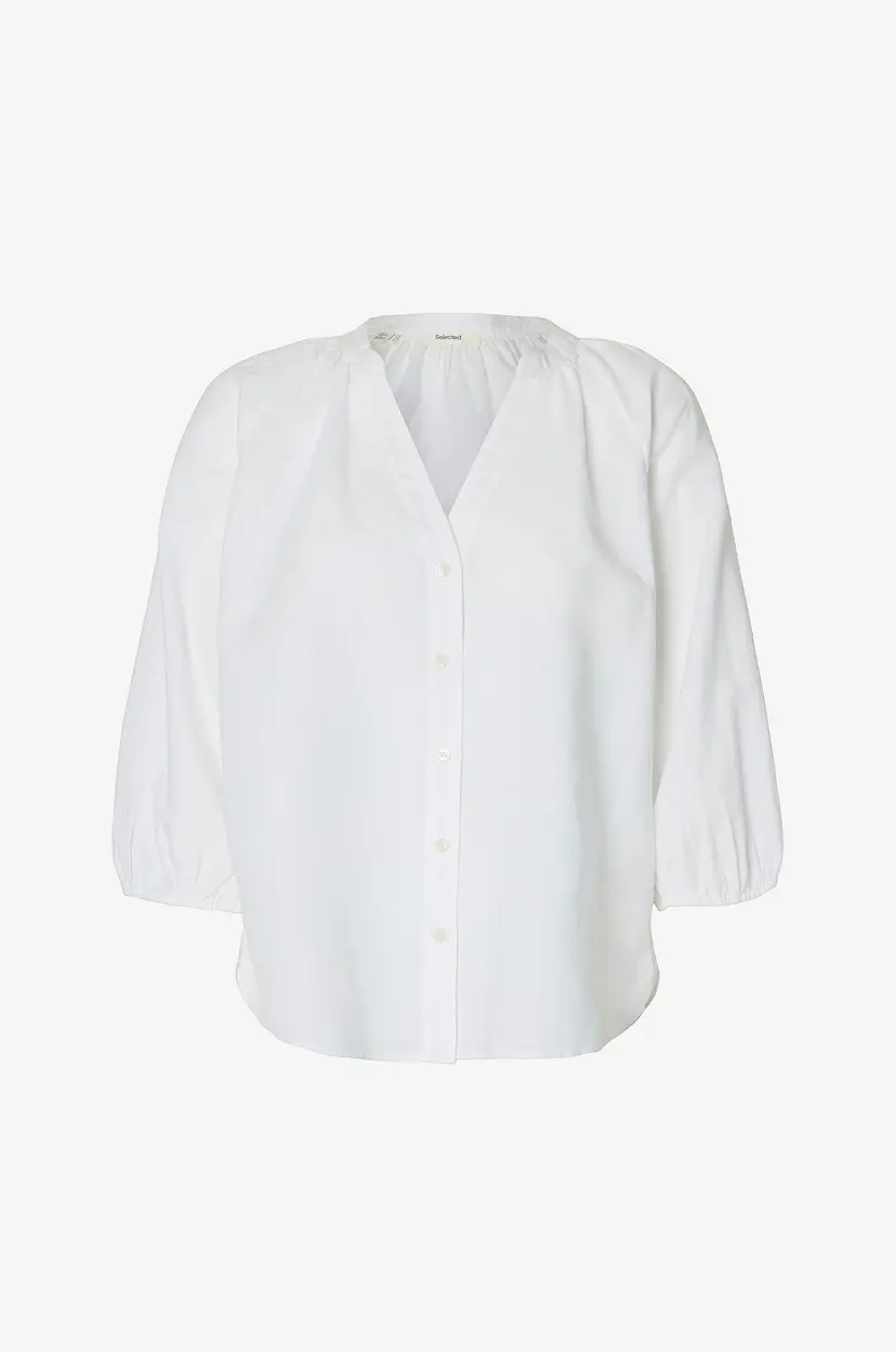 Selected Women Bluse slfCleo-alberta Linen Blend Shirt - Hvit